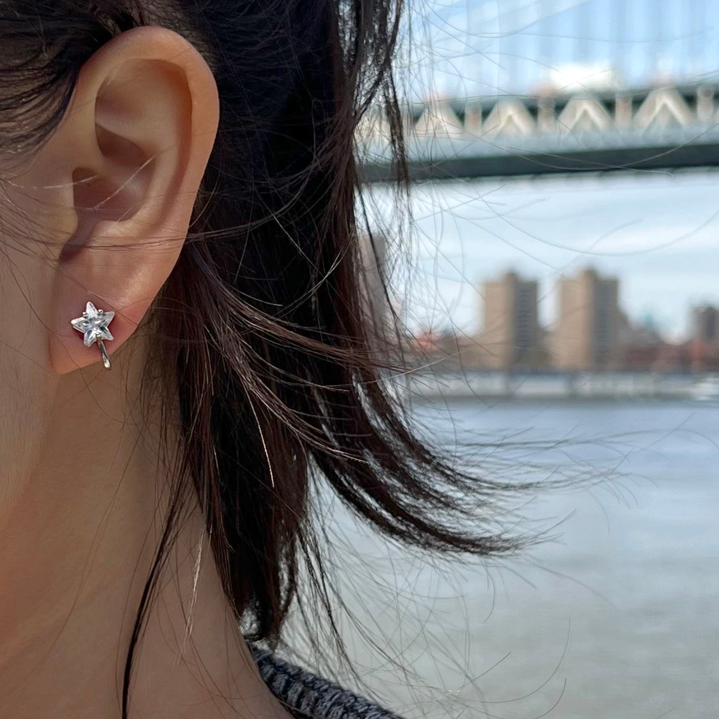 Star Solitaire Clip On Earrings