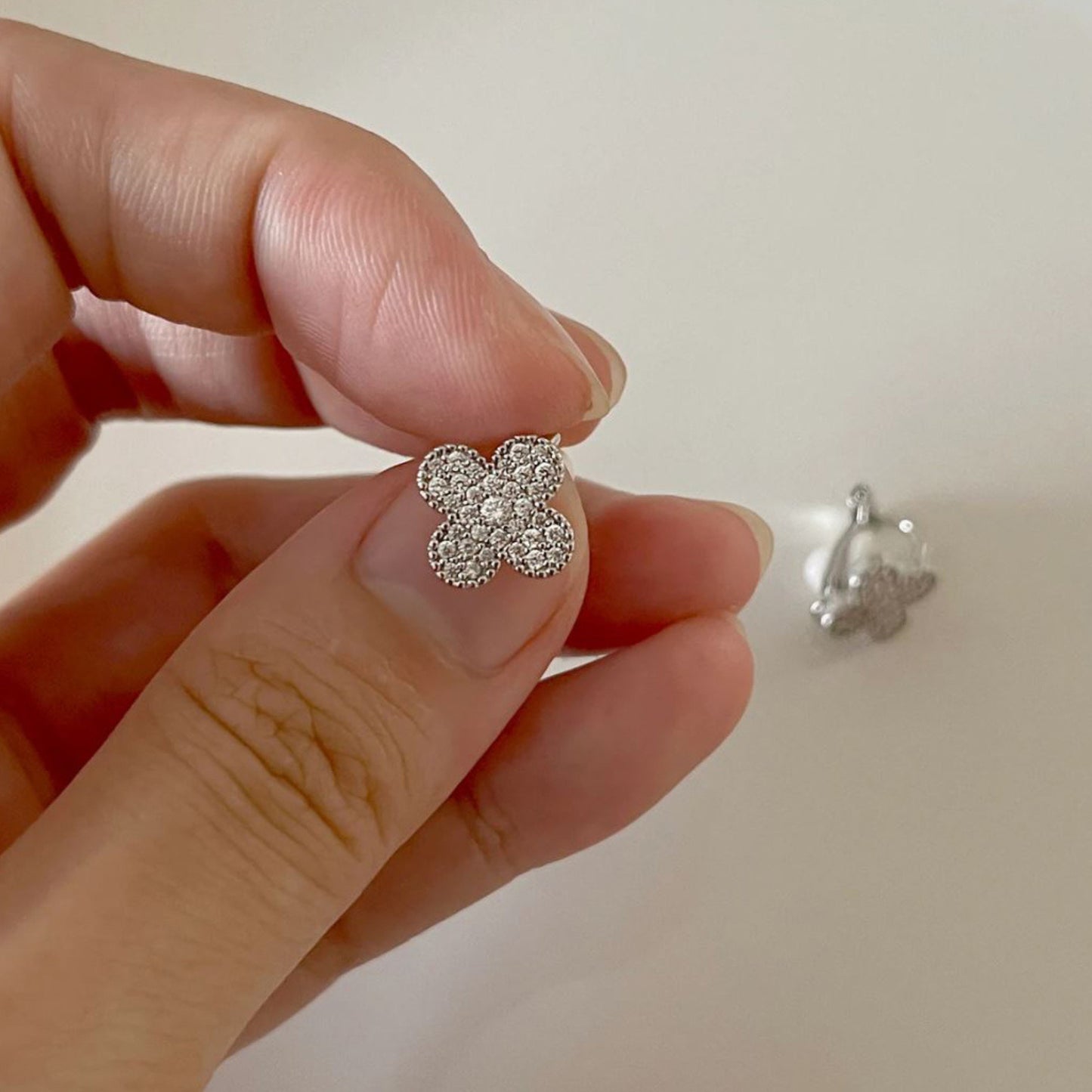 Pavé Clover Clip On Earrings