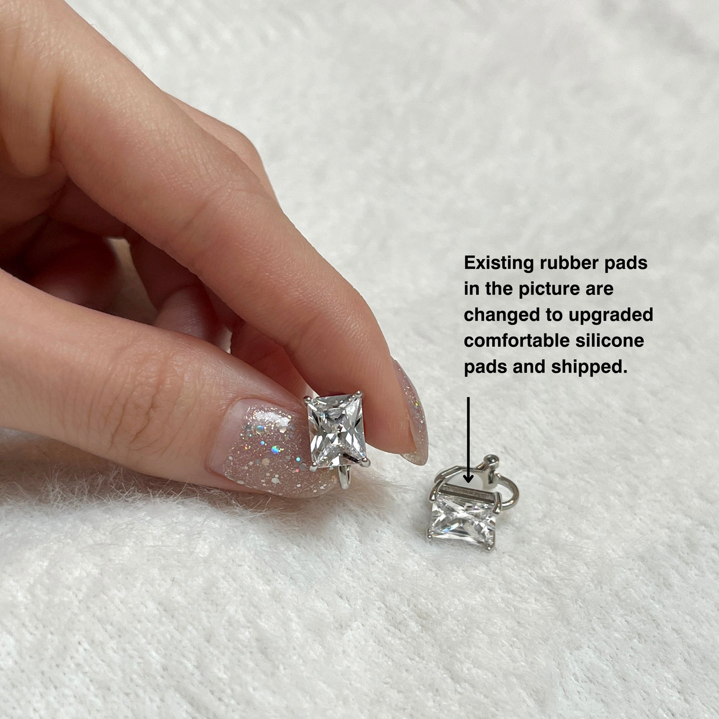 Rectangle Solitaire Clip On Earrings